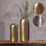 FineBuy Deko Vase 2er Set Aluminium Zylinder Blumenvase Modern, Dekovase Rund 2-teilig für Blumen, Alu Tischvase Wohndeko Metall Tischdeko Handgefertigt