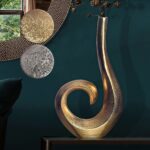 FineBuy Deko Vase 47 cm Aluminium Spirale Blumenvase Modern Klein, Dekovase Extravagant für Blumen, Alu Tischvase Wohndeko Tischdeko Handgefertigt