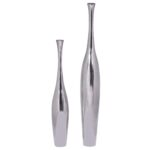 FineBuy Deko-Vase Design Aluminium-Dekoration Wohndeko modern Blumenvase Farbe silber Tischdeko Designvase Tischvase