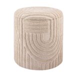 FineBuy Dekohocker mit Stauraum aus Baumwolle rund Ø40×45 cm, Sitzhocker mit abnehmbarem Deckel, Beistellhocker Beige, Polsterhocker Boho Design für Wohnzimmer & Schlafzimmer