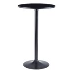 FineBuy Design Bartisch Schwarz Stehtisch Ø 60 cm Metall / Holz, Partytisch Bistrotisch 100 cm Hoch, Messetisch Modern