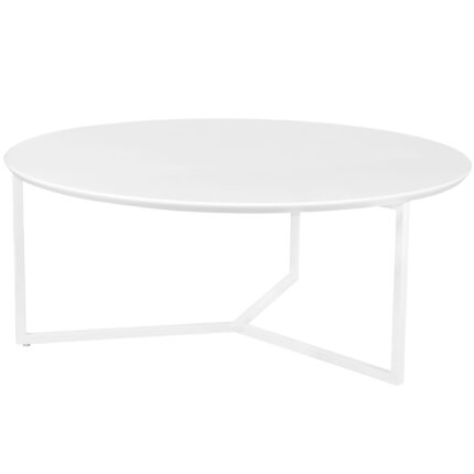 FineBuy Design Couchtisch 80 cm Rund Weiß Matt lackiert, Moderner Wohnzimmertisch MDF Holz, Lounge Sofa Tisch Metall Gestell