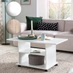 FineBuy Design Couchtisch 95 x 51 x 54,5 cm Drehbar mit Rollen, Wohnzimmertisch Coffee Table, Sofatisch Loungetisch Holz, Kaffeetisch mit Stauraum