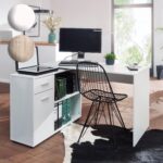 FineBuy Design Eckschreibtisch mit Regal 120 x 75,5 x 106,5 cm, Moderner Büro-Schreibtisch, Computer-Tisch Arbeitszimmer, Winkelschreibtisch Home Office