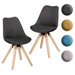FineBuy Design Esszimmerstühle 2er Set SV43580 Skandinavische Stühle mit Holzbeinen, Retro Stuhlset Bunt, Küchenstühle mit Stoff, Lehnenstuhl Modern, Küchenstuhl Esszimmer