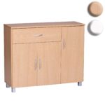 FineBuy Design Sideboard SETE 90 x 75 x 30 cm, Schränkchen mit 1 Schublade 3 Türen, Moderne Schlafzimmer Kommode, Anrichte Esszimmer, Schmaler Schuhschrank mit Schublade