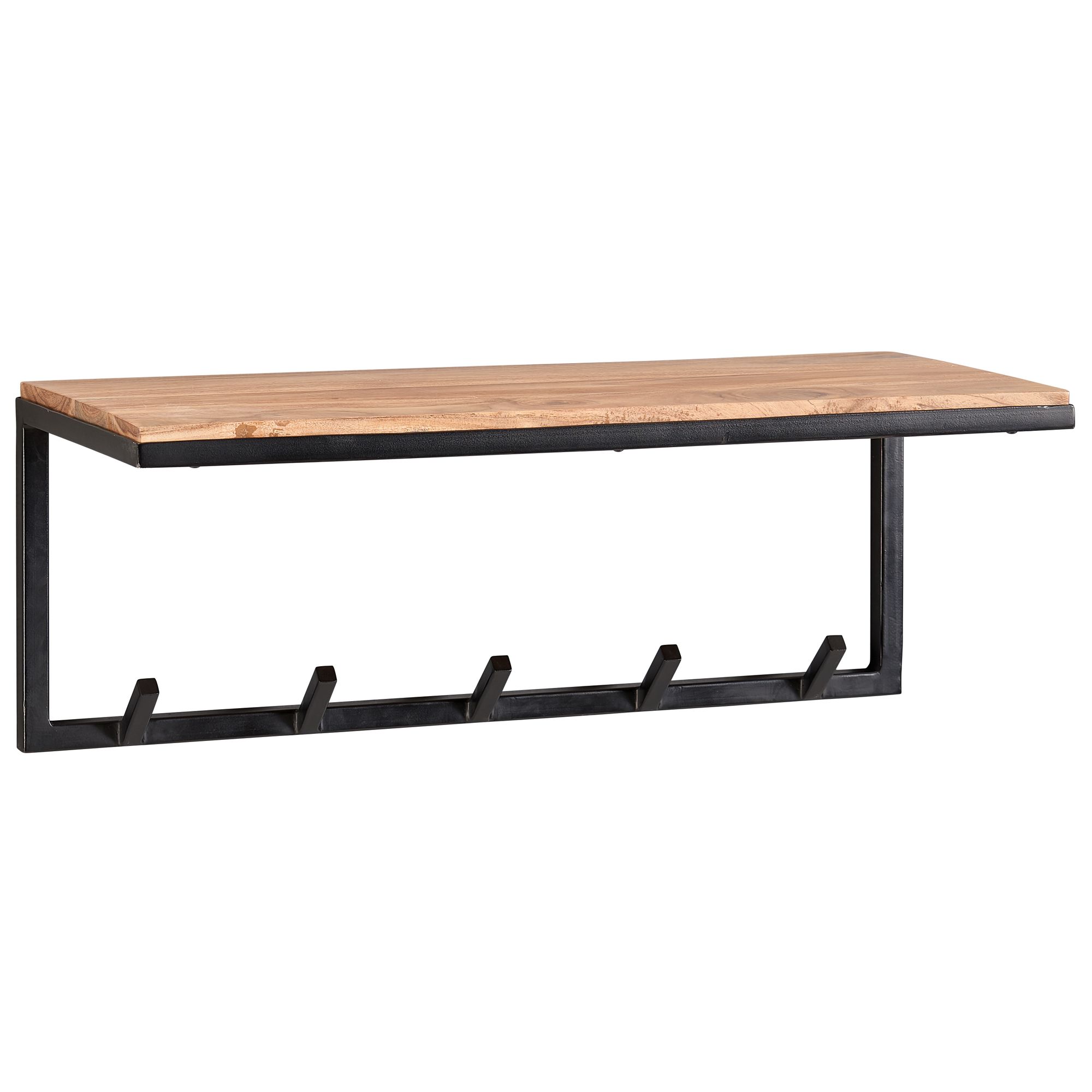 FineBuy Design Wandgarderobe Akazie Massivholz / Metall 70x27x30 cm