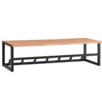 FineBuy Design Wandgarderobe Akazie Massivholz / Metall 80x22x33 cm, Hakenleiste mit Ablage und Kleiderstange, Flurgarderobe Garderobe Wand Holz