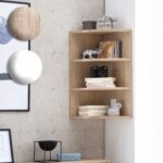 FineBuy Eckregal 30 x 60 x 30 cm in Holz, Wandregal - Winkelregal mit 3 Regal Ebenen, Küchenregal Hängend, Standregal Regal Bücherregal