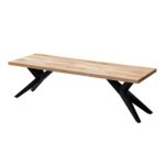 FineBuy Esszimmerbank 175x45x45 cm Akazie Massivholz Metall Loft-Style, Esstischbank Holzbank Massiv ohne Lehne, Küchenbank Essbank Industrial, Sitzbank Esszimmer Groß