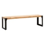 FineBuy Esszimmerbank 180x40x45 cm Akazie Massivholz Metall Industrial, Esstischbank Holzbank Massiv ohne Lehne, Küchenbank Essbank Modern, Sitzbank Esszimmer Groß