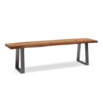 FineBuy Esszimmerbank 180x40x45,5 cm Akazie Massivholz / Metall mit Baumkante, Esstischbank Holzbank Massiv ohne Lehne, Küchenbank Chrom Essbank Modern, Sitzbank Esszimmer Groß