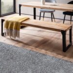 FineBuy Esszimmerbank Akazie Massivholz Metall Industrial, Esstischbank Holzbank Massiv ohne Lehne, Küchenbank Essbank Modern, Sitzbank Esszimmer