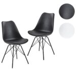 FineBuy Esszimmerstuhl 2er Set Küchenstuhl Kunststoff Skandinavisches Design, Schalenstuhl mit Kunstleder-Bezug, Polsterstuhl Stuhl Gepolstert