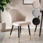 FineBuy Esszimmerstuhl 2er Set Samt Küchenstuhl mit Metallbeinen, Schalenstuhl Skandinavisches Design, Polsterstuhl mit Stoffbezug, Stuhl Gepolstert