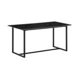 FineBuy Esszimmertisch 120x60x76 cm Küchentisch Schwarz in Marmor-Optik Modern, Esstisch Klein, Speisetisch Rechteckig, Tisch Esszimmer mit Metallbeinen