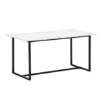FineBuy Esszimmertisch 120x60x76 cm Küchentisch Weiß in Marmor-Optik Modern, Esstisch Klein, Speisetisch Rechteckig, Tisch Esszimmer mit Metallbeinen