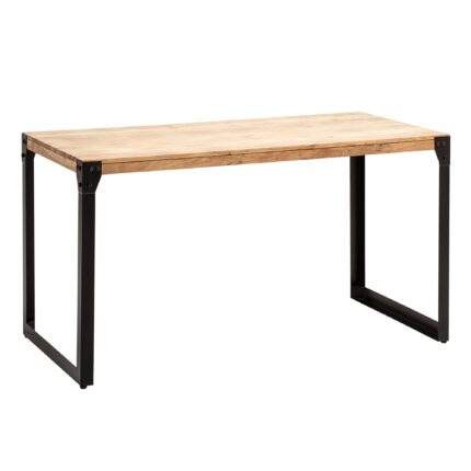FineBuy Esszimmertisch 140x80x76 cm Akazie Massivholz Metall Esstisch Industrial, Küchentisch mit Metallbeinen, Holztisch Klein, Speisetisch Esszimmer Rechteckig