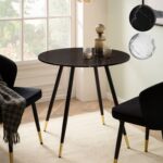 FineBuy Esszimmertisch 75x75x76 cm Marmor-Optik Esstisch Modern, Küchentisch mit Metallbeinen, Kleiner Speisetisch Esszimmer Rund