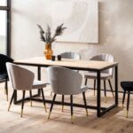 FineBuy Esszimmertisch Akazie Massivholz Metall Esstisch Loft-Style, Küchentisch mit Metallbeinen, Holztisch Industrial, Speisetisch Esszimmer Rechteckig