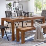 FineBuy Esszimmertisch Sheesham Massivholz Esstisch Zeitlos, Küchentisch Rechteckig, Holztisch Esszimmer Schlicht, Großer Speisetisch Holz
