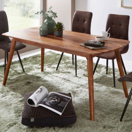 FineBuy Esszimmertisch Sheesham Massivholz Tisch, Designer Küchentisch Holz, Massiver Holztisch rustikal, Speisetisch massives Echt-Holz modern