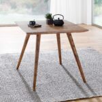FineBuy Esszimmertisch Sheesham rustikal Massiv-Holz, Design Landhaus Esstisch, Tisch für Esszimmer klein, 4 - 6 Personen