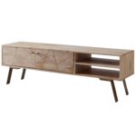 FineBuy HiFi Lowboard SIKAR Mango Massivholz TV Kommode 145x47x35 cm, Fernsehschrank mit 2 Türen, Fernsehtisch Ablagefach, Fernsehkommode TV Möbel, TV-Board