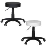 FineBuy Hocker Design Arbeitshocker verstellbar Bezug Kunstleder Schwarz Sitzhocker Rollen Rollhocker gepolstert ohne Lehne Praxishocker auf Rollen Arzthocker Hartbodenrollen höhenverstellbar