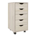 FineBuy Kinder Rollcontainer 33 x 64 x 38 cm Holz 5 Schubladen, Moderner Schubladencontainer mit Rollen, Standcontainer Bürocontainer, Rollwagen Kinderzimmer, Container Aufbewahrungsschrank
