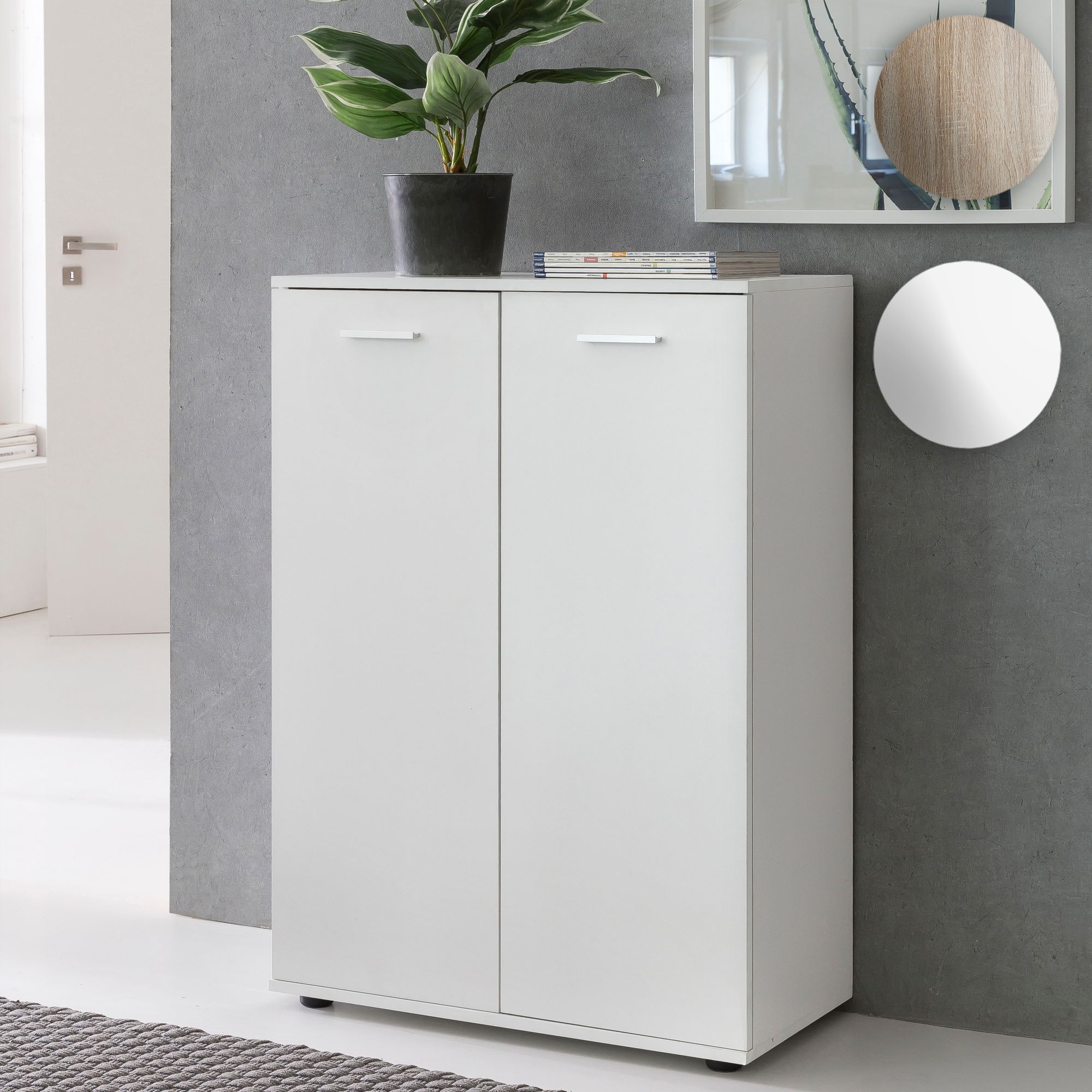 FineBuy Kommode mit 2 Türen 71x104x35cm Mehrzweckschrank Holz