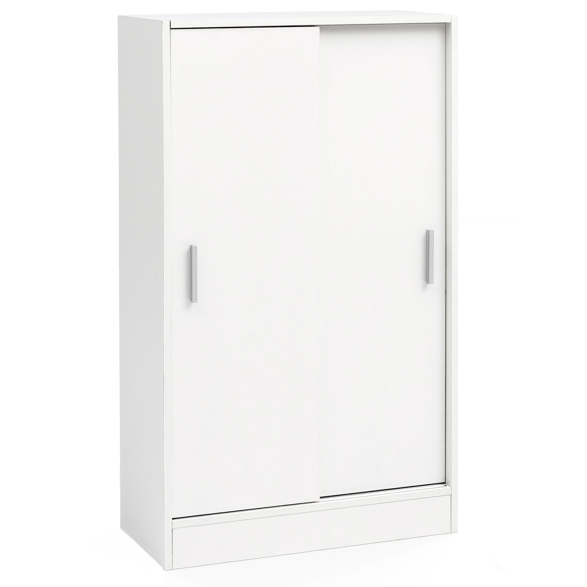 FineBuy Kommode Weiß 60 cm Breit mit 2 Schiebetüren für Büro Akten