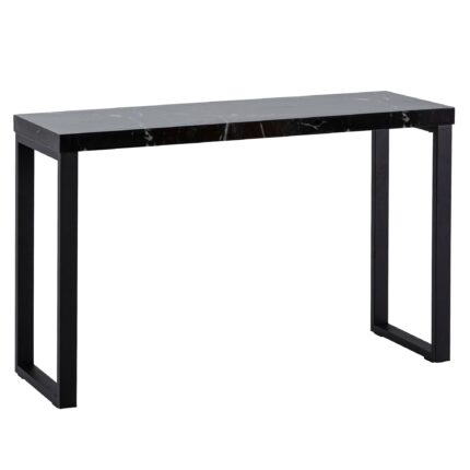FineBuy Konsolentisch Marmor-Optik Schwarz Hochglanz 120x40x76 cm Design Anrichte Flur, Ablagetisch Schmal, Flurtisch mit Metallbeine, Dielentisch Lang Hoch, Kleiner Schreibtisch