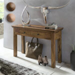 FineBuy Konsolentisch Massivholz Konsole mit 2 Schubladen Schreibtisch 110 x 40 cm Landhaus Sideboard