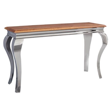 FineBuy Konsolentisch Sheesham Massivholz / Metall 130x76,5x42 cm Flurtisch, Design Wohnzimmertisch Schmal, Anrichte Schreibtisch Modern