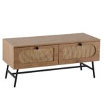 FineBuy Lowboard 100x45x40 cm TV-Kommode mit Eiche-Dekor & Rattan, Design TV-Schrank Hoch mit Schubladen, Fernsehtisch Fernsehschrank, Fernsehkommode Wohnzimmer