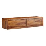 FineBuy Lowboard Hängend Sheesham Massivholz 108x25x34 cm TV-Schrank Braun, Design Fernsehtisch mit Stauraum, Fernsehschrank Wand Modern, TV-Kommode Fernsehkommode zum Aufhängen