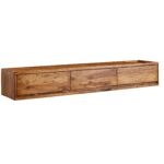 FineBuy Lowboard Hängend Sheesham Massivholz 160x25x35 cm TV-Schrank Braun, Design Fernsehtisch mit Stauraum, Fernsehschrank Wand Modern, TV-Kommode Fernsehkommode zum Aufhängen