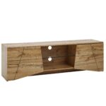 FineBuy Lowboard Holz Eiche-Dekor 160x50x40 cm TV-Kommode mit zwei Türen, Design TV-Schrank Hoch, Fernsehtisch Fernsehschrank Modern, Fernsehkommode Wohnzimmer