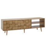 FineBuy Lowboard Holz Eiche-Dekor 160x51x40 cm TV-Kommode mit zwei Türen, Design TV-Schrank Hoch, Fernsehtisch Fernsehschrank Modern, Fernsehkommode Wohnzimmer