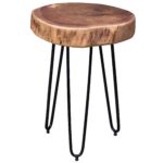FineBuy Massivholz Akazie Beistelltisch 35 x 35 cm