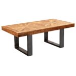 FineBuy Moderner Couchtisch Mango Massivholz 105x55x40 cm Tisch im Industrial Design, Sofatisch mit Holz und Metall, Wohnzimmertisch Rustikal