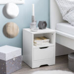 FineBuy Nachtkonsole SV51475 31x43x31 cm 1 Schublade und Ablagefach, Nachtkommode mit Stauraum, Nachttisch Schlicht Modern, Nachtschränkchen Klein, Bettkommode Schlafzimmer