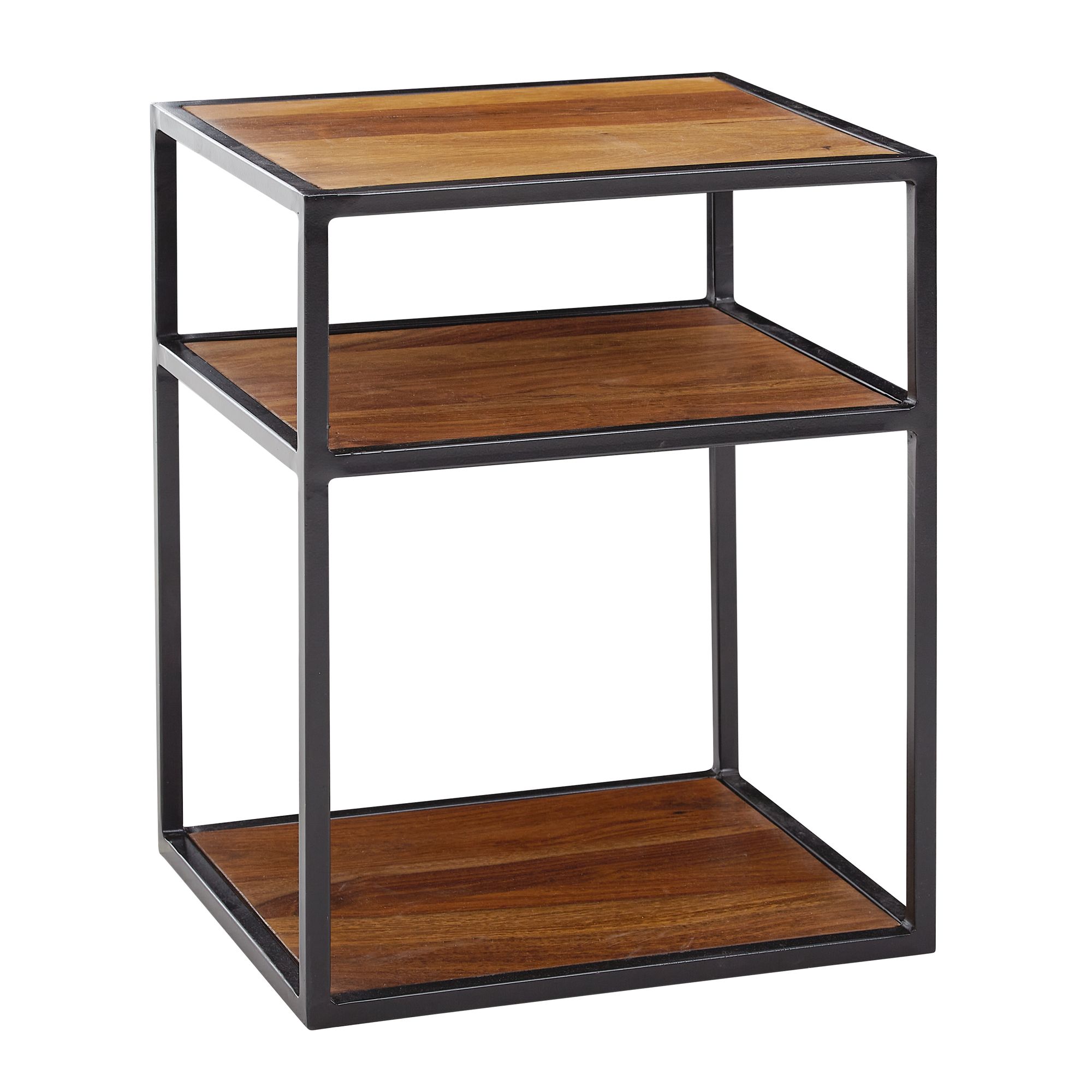 FineBuy Nachttisch Sheesham Massivholz / Metall 40x50x35 cm Beistelltisch Hoch FineBuy Nachttisch Sheesham Massivholz / Metall 40x50x35 cm Beistelltisch Hoch, Design Nachtkonsole Boxspringbett mit Ablage, Industrial Wohnzimmertisch Hoch mit Stauraum - Image 1