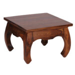 FineBuy Opium Couchtisch 60 x 40 x 60 cm Sheesham Massiv-Holz, Echtholz Wohnzimmertisch quadratisch braun, Stubentisch niedrig, Beistelltisch Sofatisch klein, Tisch Wohnzimmer