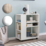 FineBuy Regal 60x35x75 cm Regalwagen mit Rollen Holz, Schmales Küchen-Regal, Telefontisch Rollwagen Modern, Bücher-Regal schmal Standcontainer Hoch