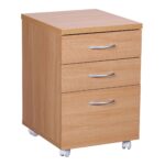 FineBuy Rollcontainer OTTAWA 40 x 60 x 45 cm Unterschrank mit Rollen Buche, Rollwagen mit Schubladen, Roll-Schrank Büro, Kosmetikwagen Make Up Wagen, Container unter Schreibtisch