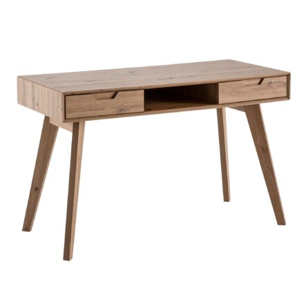 FineBuy Schreibtisch 120x55x77 cm Eiche Dekor mit Stauraum, Design Bürotisch Skandinavisch mit Schubladen, HomeOffice Laptoptisch Computertisch Arbeitszimmer mit Massivholzbeine
