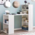 FineBuy Schreibtisch mit Regal 120x120x53 cm Holz Modern, Schreibtischregal Ablagefächer PC Tisch, Computertisch mit Ablage, Design Tisch Büro mit Aufbewahrung