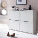 FineBuy Schuhkipper 120 x 81 x 24 cm mit 4 Klappen für bis zu 24 Paar Schuhe, Flur Schuhschrank, Schuhkommode, Schuhregal